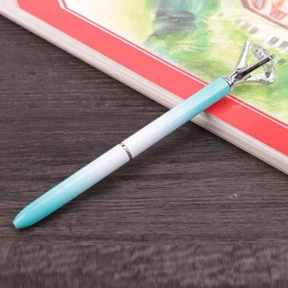 Ombre Cerulean Blue Diamond Top Ballpoint Pen, Black Ink